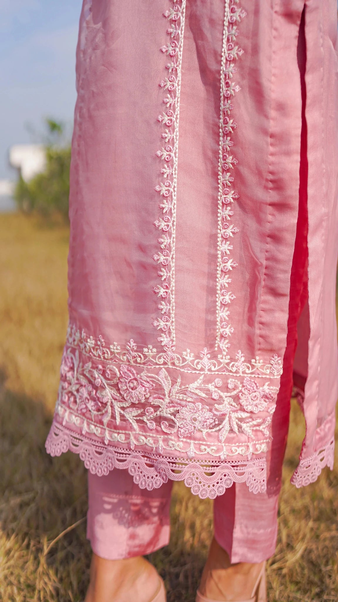 2 PC | Pure Organza Embroidered Suit - Bellissimo Outfit