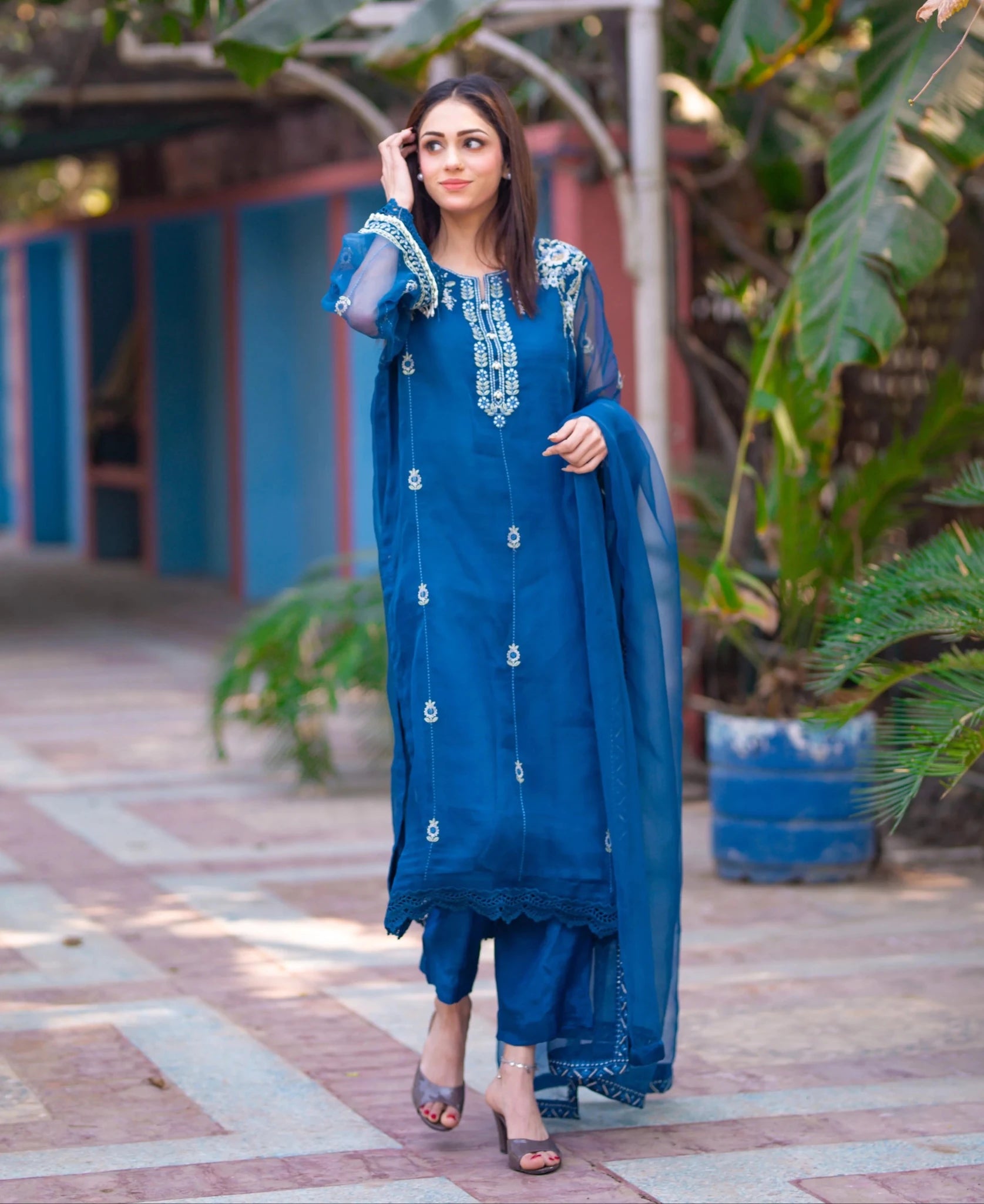 2 PC | Pure Organza Embroidered Suit - Bellissimo Outfit