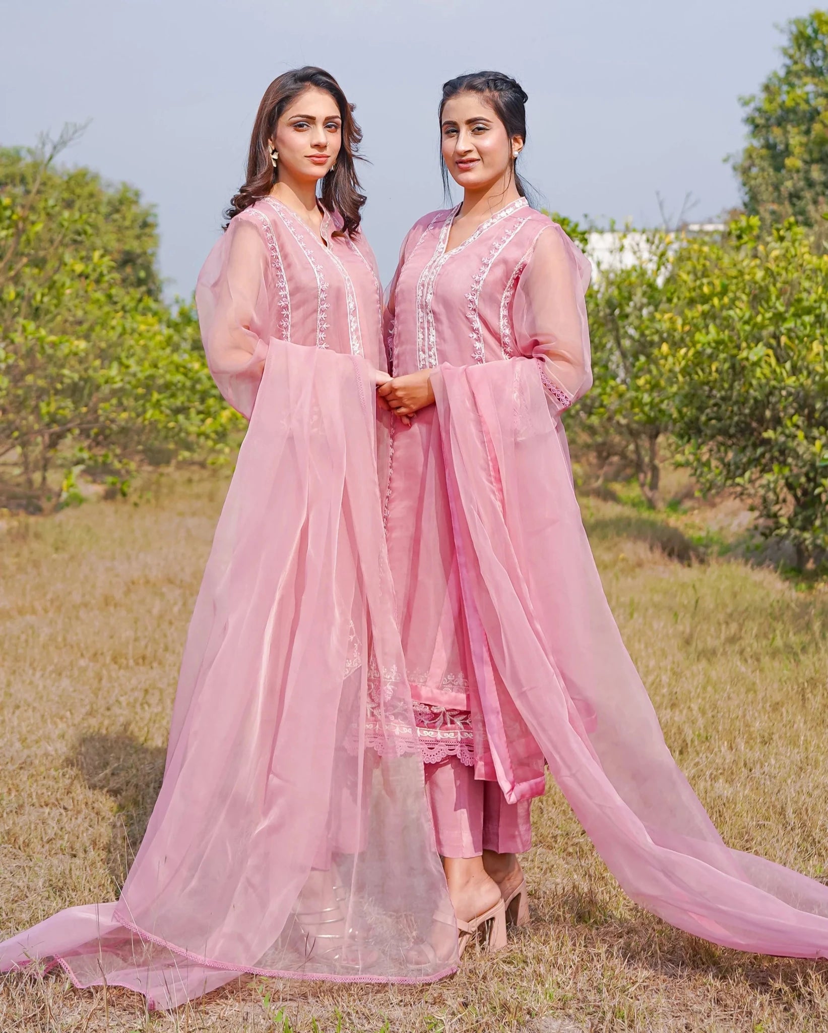 2 PC | Pure Organza Embroidered Suit - Bellissimo Outfit