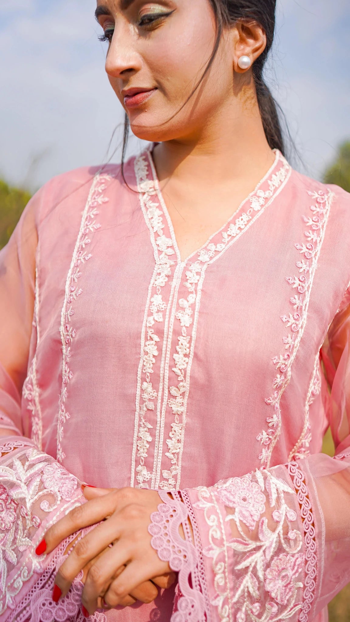 2 PC | Pure Organza Embroidered Suit - Bellissimo Outfit