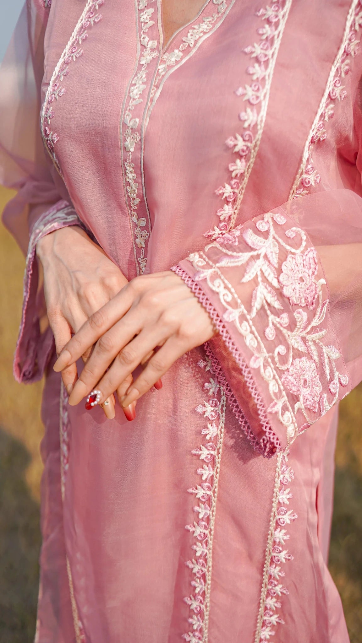 2 PC | Pure Organza Embroidered Suit - Bellissimo Outfit