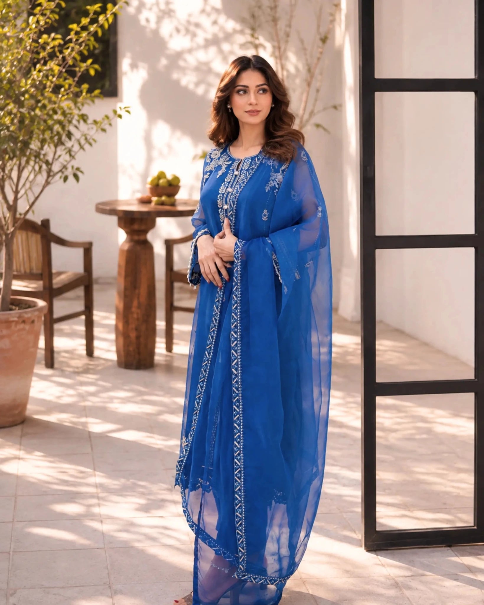 2 PC | Pure Organza Embroidered Suit - Bellissimo Outfit
