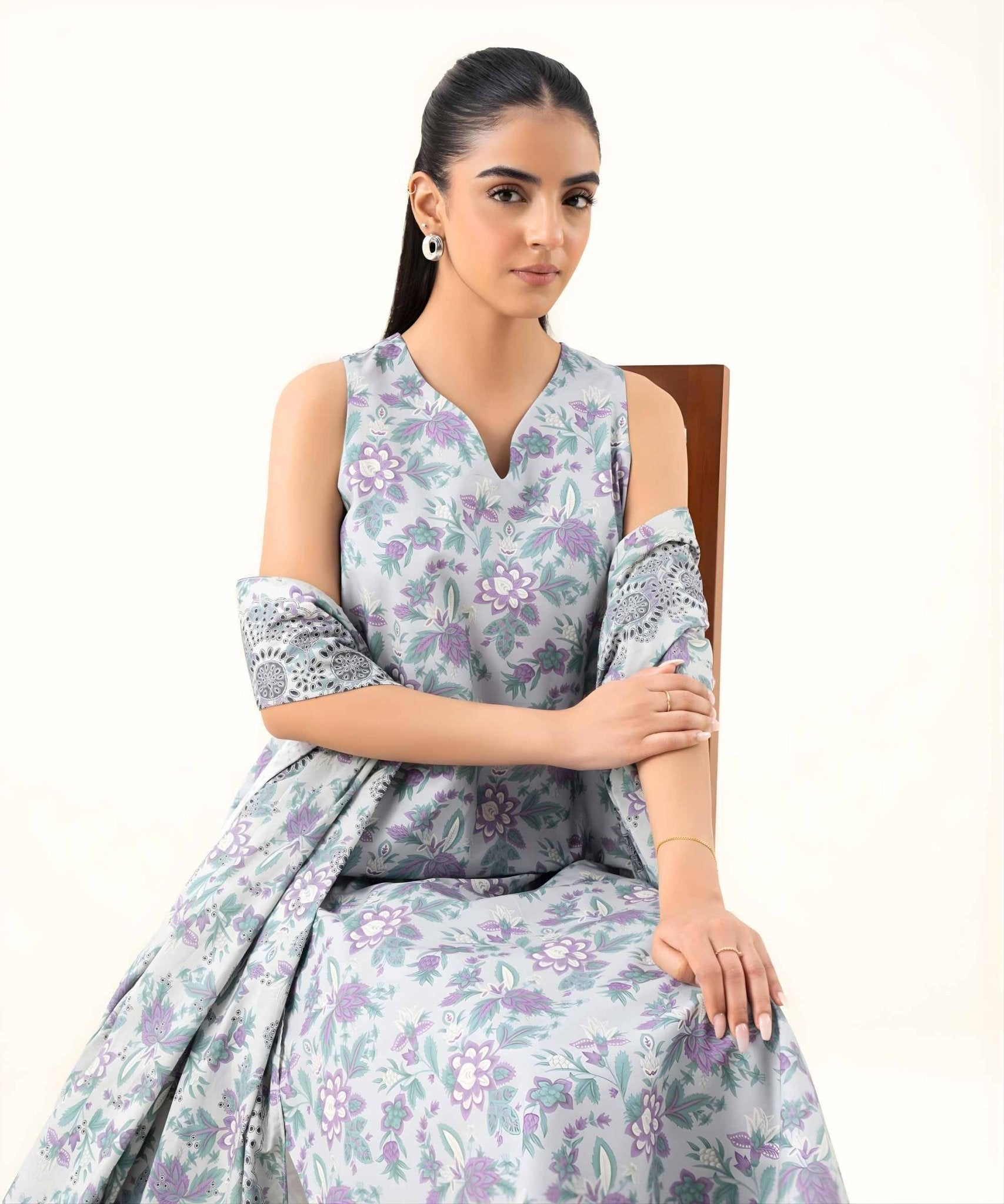 3 PC | Printed Cotton | Unstitched - Bellissimo Outfit