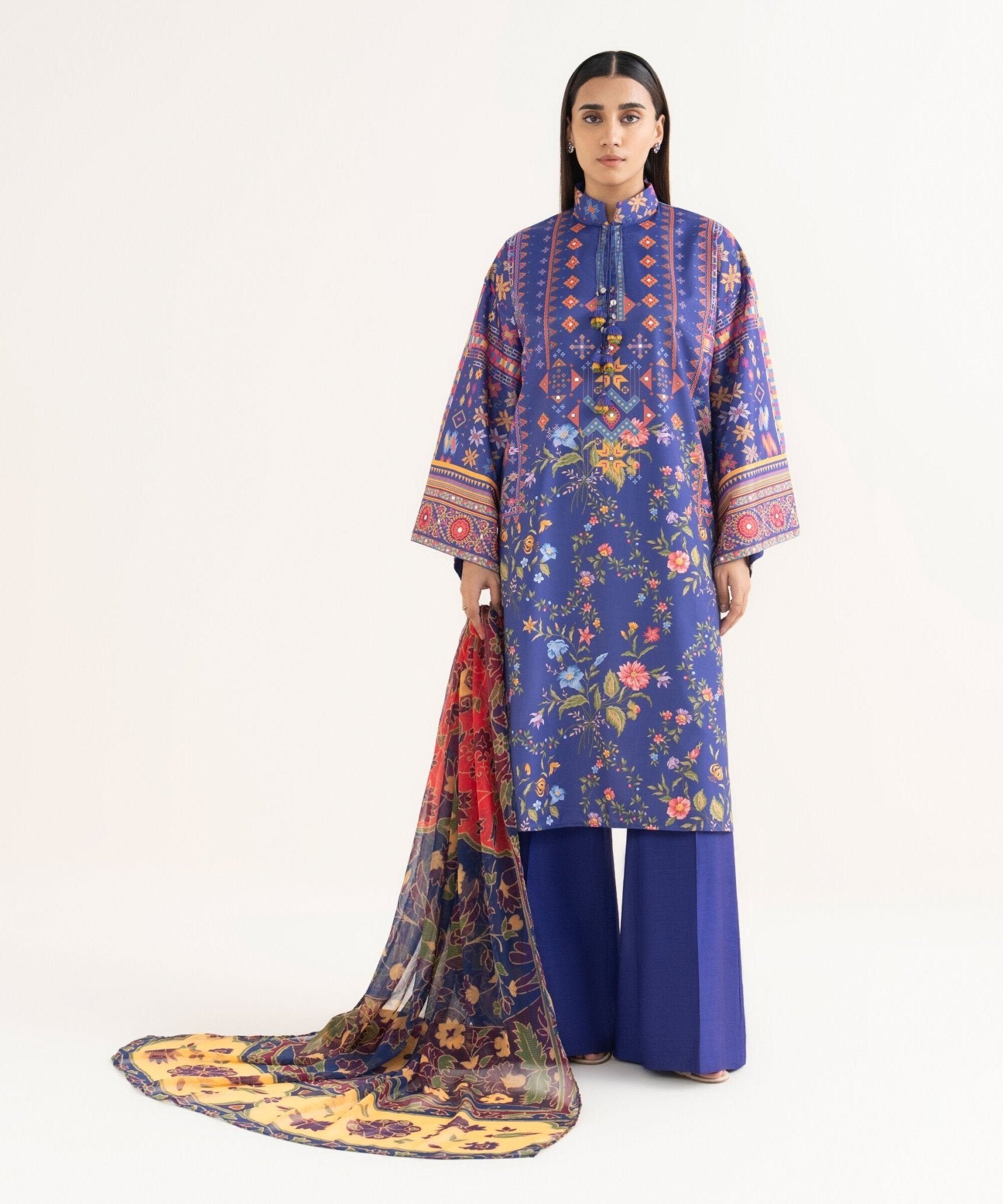 3 PC | Printed Lawn | Unstitched - Bellissimo Outfit