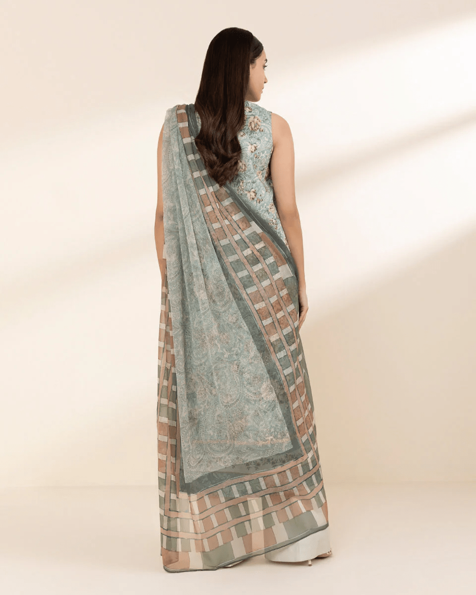 3 PC | Printed Lawn | Unstitched - Bellissimo Outfit