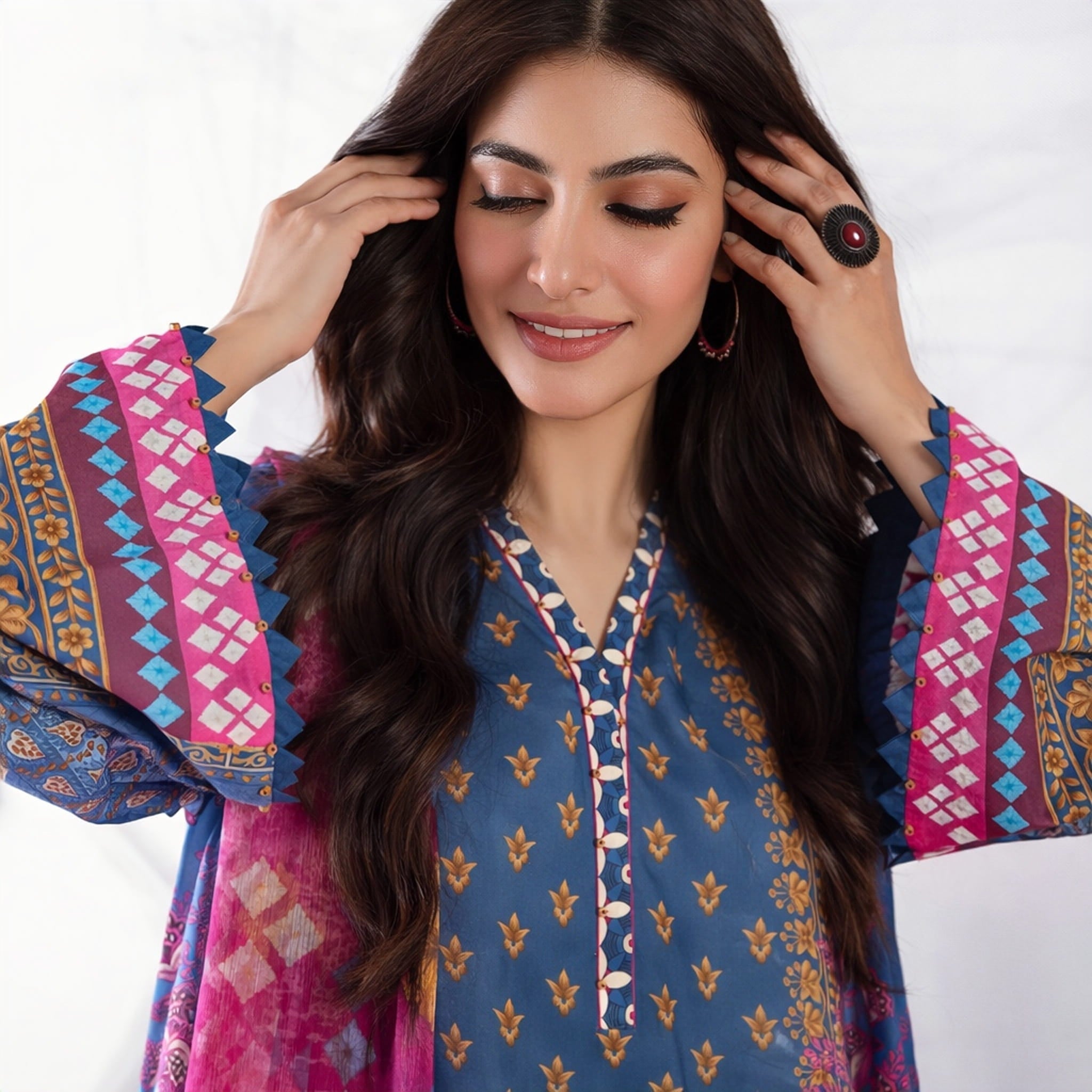 3 PC | Printed Lawn | Unstitched - Bellissimo Outfit