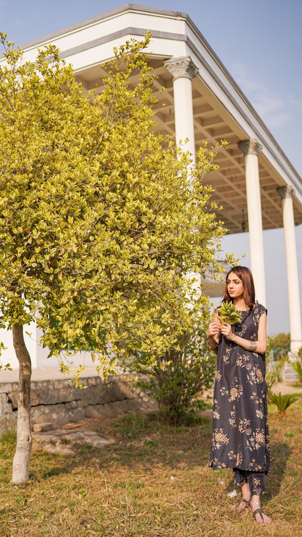 3 PC | Printed Raw Silk Suit - Bellissimo Outfit