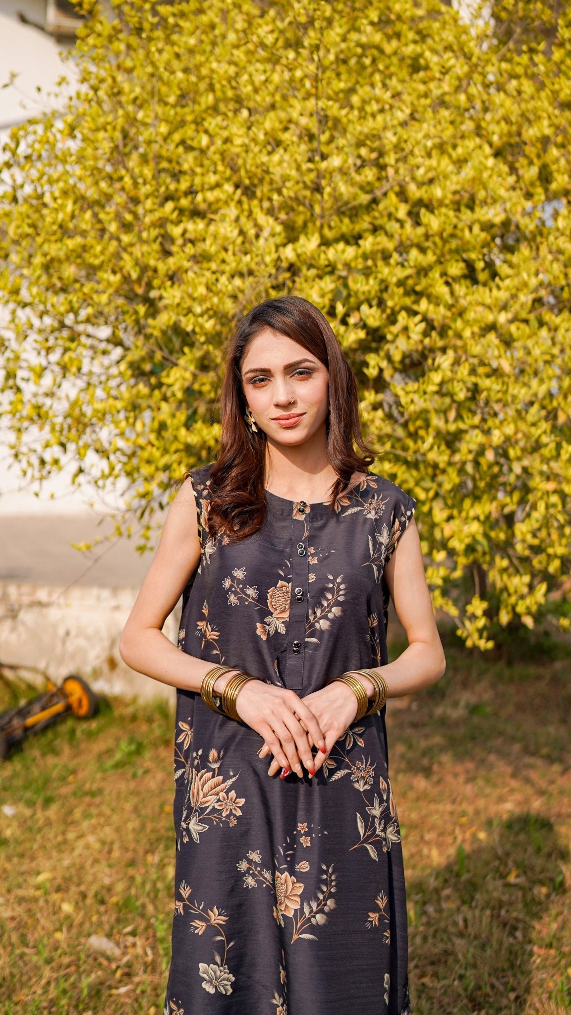 3 PC | Printed Raw Silk Suit - Bellissimo Outfit
