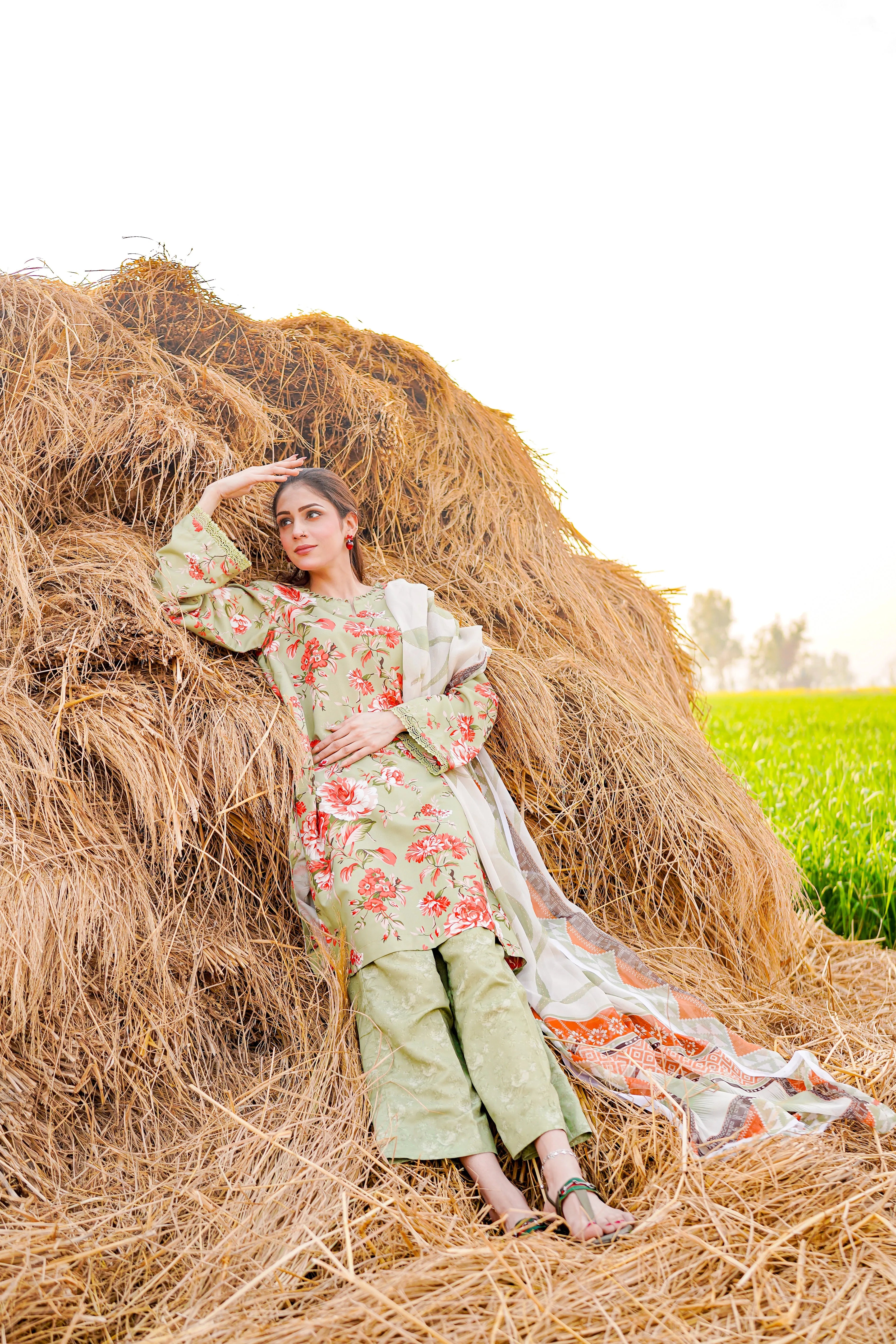 3- Piece Printed Suit (G11223)